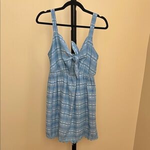 Altar'd State Tie Front Strapless Linen Cotton Blue Floral Print Dress Sz M